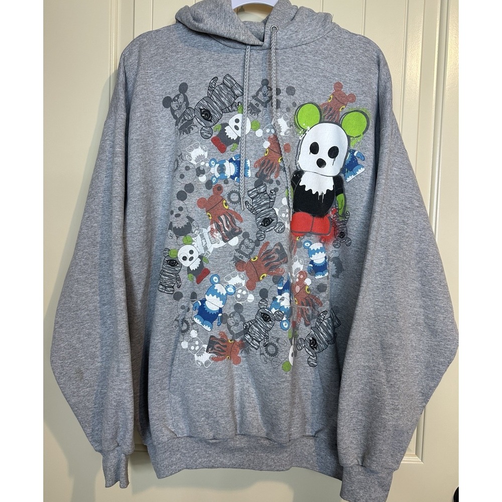 Walt Disney World Vinylmation Gray Hoodie Sweatshirt Sz‎ XL Mickey Mouse Ears